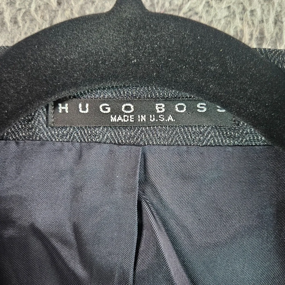 Boss Hugo Boss Suit Blazer Men 42L‎ Wool Textured Black Made In USA